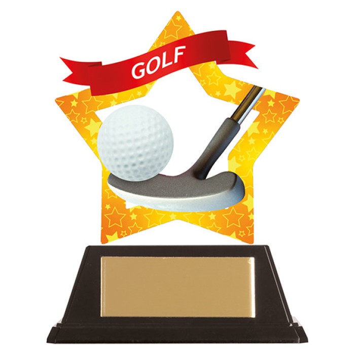 MINI - STAR ACRYLIC PLAQUE GOLF AWARD - 10CM